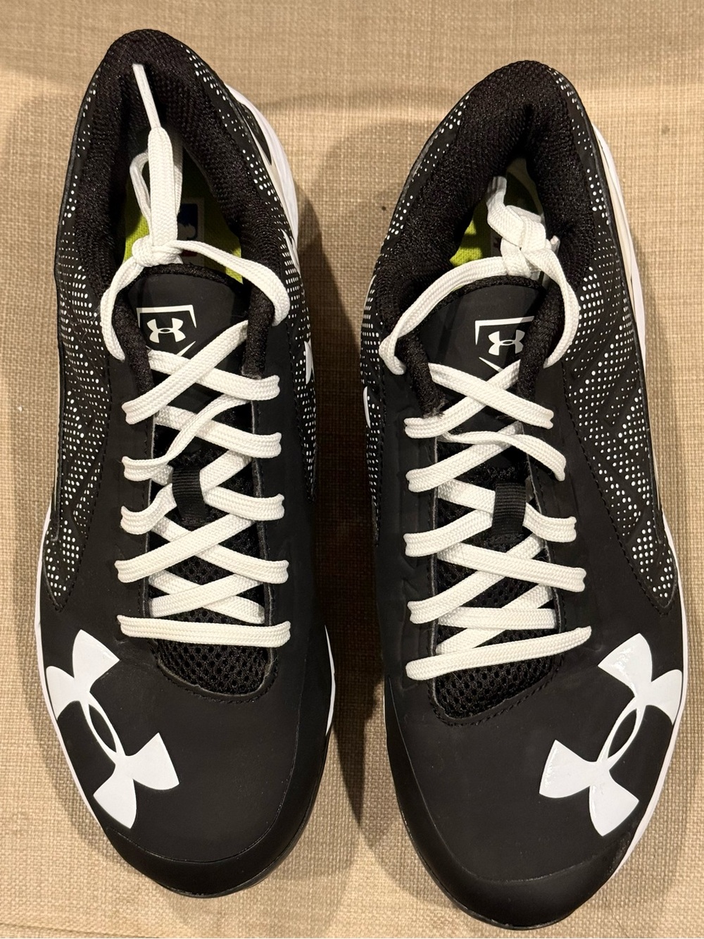Under Armour Men’s Black Baseball Sneakers with White Logos